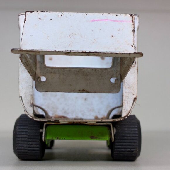 VINTAGE GREEN " BUDDY L " PRESSED STEEL TOY GARBAGE TRUCK - Picture 6 of 10